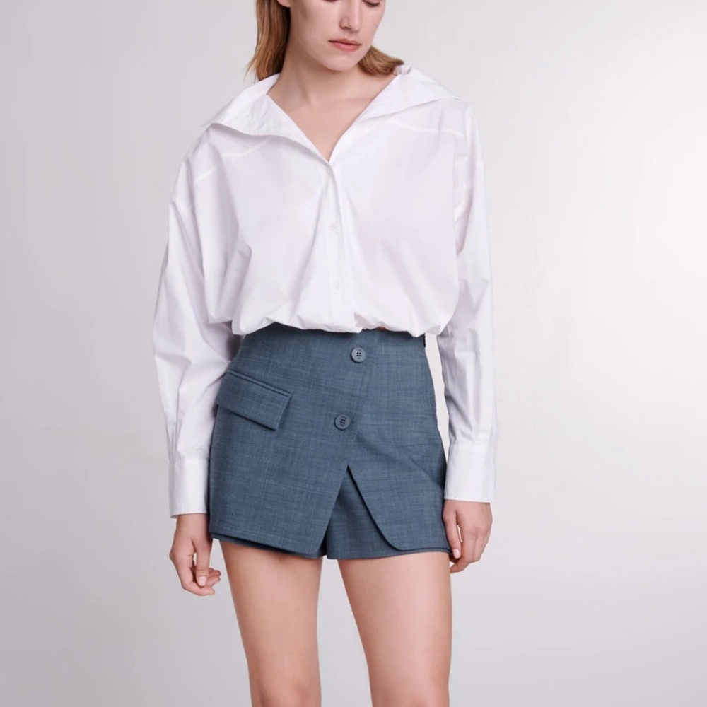 Maje "Cassidy" Cropped cotton shirt